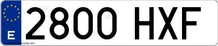 Ejemplo de matrícula española 2800 HXF