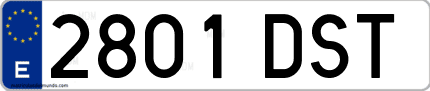 Ejemplo de matrícula de coche ordinaria 2801 DST