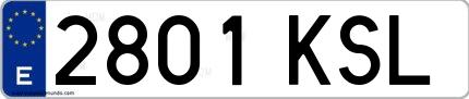 Ejemplo de matrícula española 2801 KSL