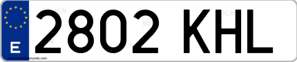 Ejemplo de matrícula de coche ordinaria 2802 KHL