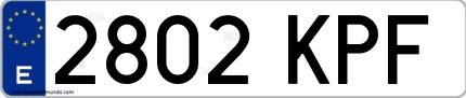 Ejemplo de matrícula española 2802 KPF
