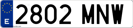 Ejemplo de matrícula de coche ordinaria 2802 MNW