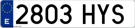 Ejemplo de matrícula española 2803 HYS