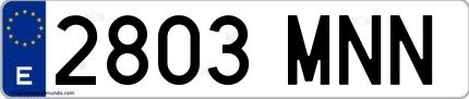 Ejemplo de matrícula española 2803 MNN