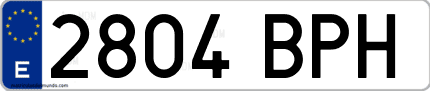 Ejemplo de matrícula de coche ordinaria 2804 BPH