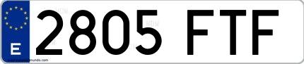 Ejemplo de matrícula española 2805 FTF