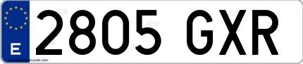 Ejemplo de matrícula española 2805 GXR