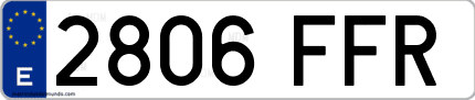 Ejemplo de matrícula de coche ordinaria 2806 FFR