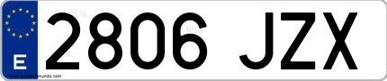 Ejemplo de matrícula española 2806 JZX