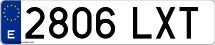 Ejemplo de matrícula española 2806 LXT