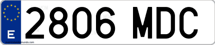 Ejemplo de matrícula de coche ordinaria 2806 MDC