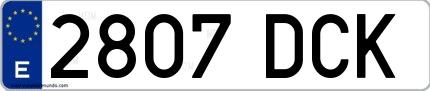 Ejemplo de matrícula española 2807 DCK