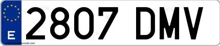 Ejemplo de matrícula española 2807 DMV