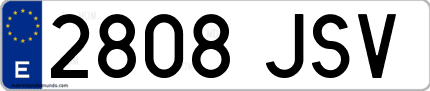 Ejemplo de matrícula de coche ordinaria 2808 JSV