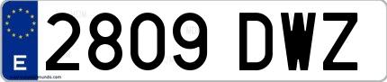 Ejemplo de matrícula española 2809 DWZ