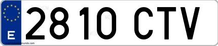 Ejemplo de matrícula española 2810 CTV
