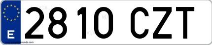 Ejemplo de matrícula española 2810 CZT