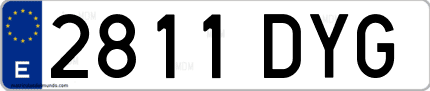 Ejemplo de matrícula de coche ordinaria 2811 DYG