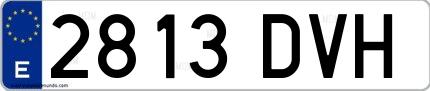 Ejemplo de matrícula española 2813 DVH