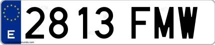 Ejemplo de matrícula española 2813 FMW