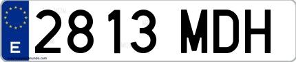 Ejemplo de matrícula española 2813 MDH