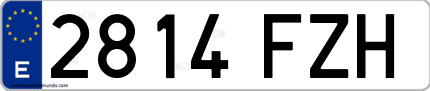 Ejemplo de matrícula de coche ordinaria 2814 FZH