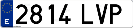 Ejemplo de matrícula de coche ordinaria 2814 LVP