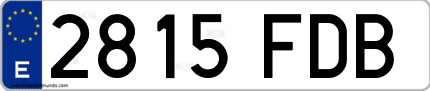 Ejemplo de matrícula de coche ordinaria 2815 FDB