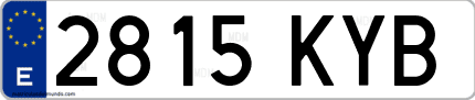 Ejemplo de matrícula de coche ordinaria 2815 KYB