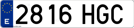 Ejemplo de matrícula de coche ordinaria 2816 HGC
