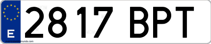 Ejemplo de matrícula de coche ordinaria 2817 BPT