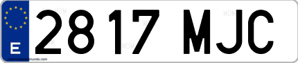 Ejemplo de matrícula de coche ordinaria 2817 MJC