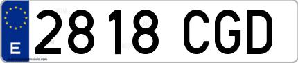 Ejemplo de matrícula de coche ordinaria 2818 CGD