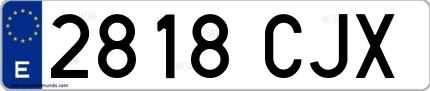 Ejemplo de matrícula española 2818 CJX