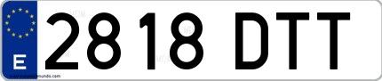 Ejemplo de matrícula española 2818 DTT