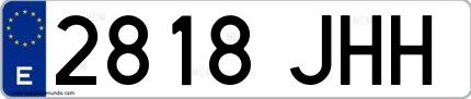 Ejemplo de matrícula española 2818 JHH