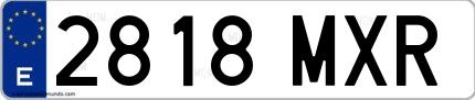 Ejemplo de matrícula española 2818 MXR