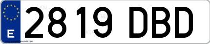 Ejemplo de matrícula española 2819 DBD