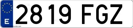 Ejemplo de matrícula española 2819 FGZ