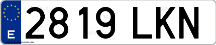 Ejemplo de matrícula de coche ordinaria 2819 LKN