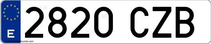 Ejemplo de matrícula española 2820 CZB