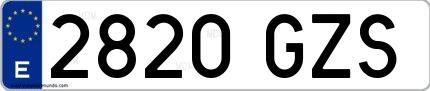 Ejemplo de matrícula española 2820 GZS