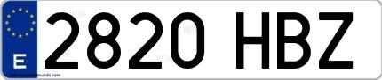 Ejemplo de matrícula española 2820 HBZ