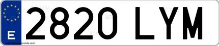 Ejemplo de matrícula española 2820 LYM