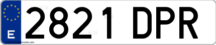 Ejemplo de matrícula de coche ordinaria 2821 DPR