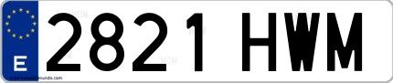 Ejemplo de matrícula española 2821 HWM