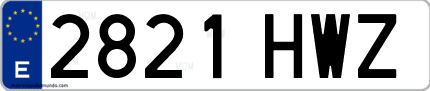 Ejemplo de matrícula de coche ordinaria 2821 HWZ