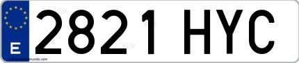 Ejemplo de matrícula española 2821 HYC