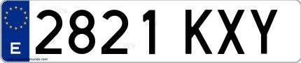 Ejemplo de matrícula española 2821 KXY