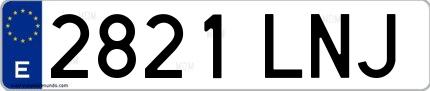 Ejemplo de matrícula española 2821 LNJ